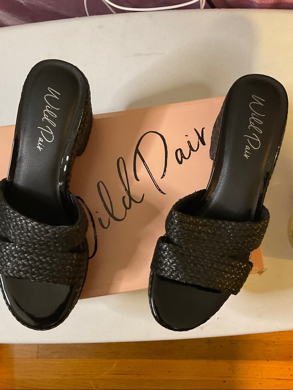 Shoes 17 - Wild Pair Black Braided Slide Mules